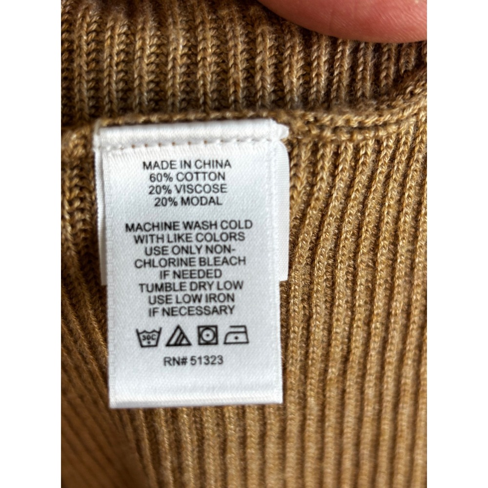 1 STATE Women Ribbed Balloon Sleeve Sweater Camel Tan Size L - Picture 6 of 9